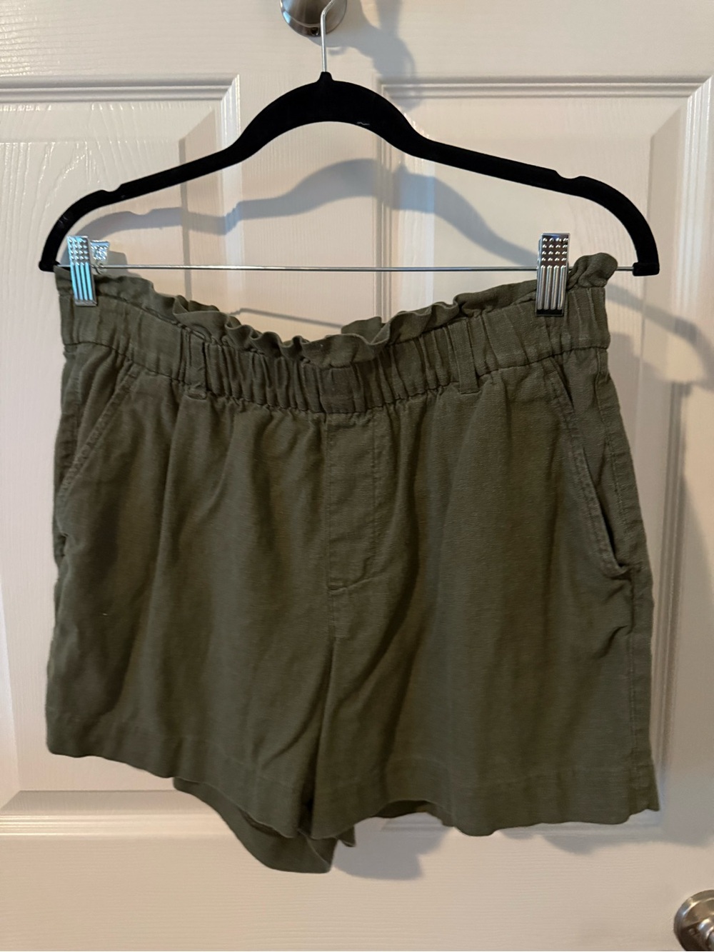 Old Navy Olive High-Waist Paperbag Shorts